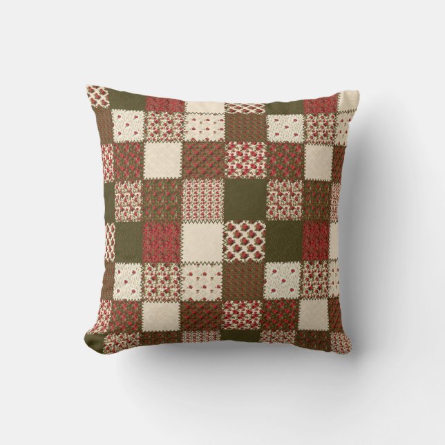 Patchwork Rustic Farmhouse Land Home Decor Kudde (Framsida)