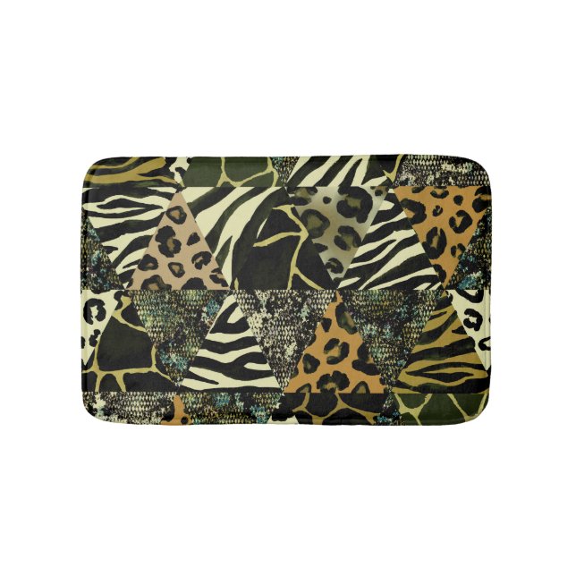 Patchwork Safari: Watercolor Animal Print. Badrumsmatta (Framsidan)