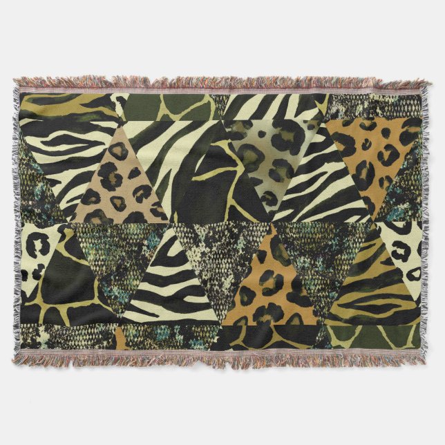 Patchwork Safari: Watercolor Animal Print. Filt (Framsidan)