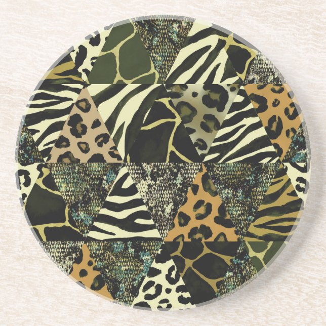 Patchwork Safari: Watercolor Animal Print. Underlägg (Framsidan)