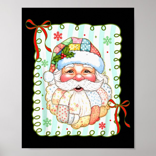 Patchwork Santa Claus Face Coquette Merry Christma Poster (Framsidan)