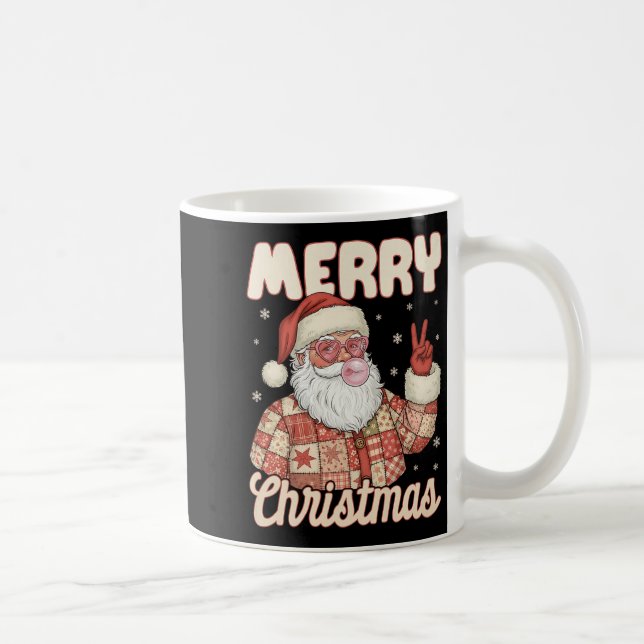 Patchwork Santa Claus Xmas Merry Christmas Men Wom Kaffemugg (Höger)