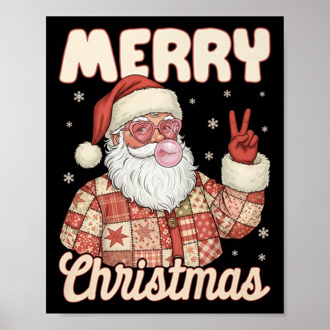 Patchwork Santa Claus Xmas Merry Christmas Men Wom Poster (Framsidan)