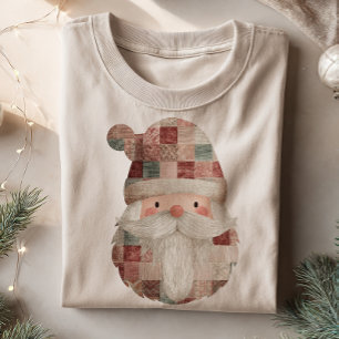 Patchwork Santa Retro Quilt Vintage jul T Shirt