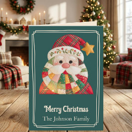 Patchwork Santa Rutig Jul Helgkort