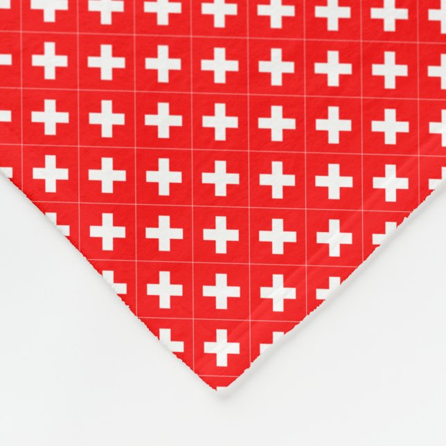 Patchwork Schweiz Flagga Mönster Fleecefilt (Hörn)