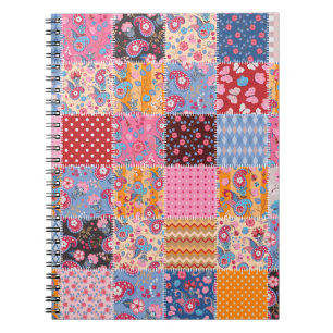 Patchwork seamless, gullet väv mönster. anteckningsbok