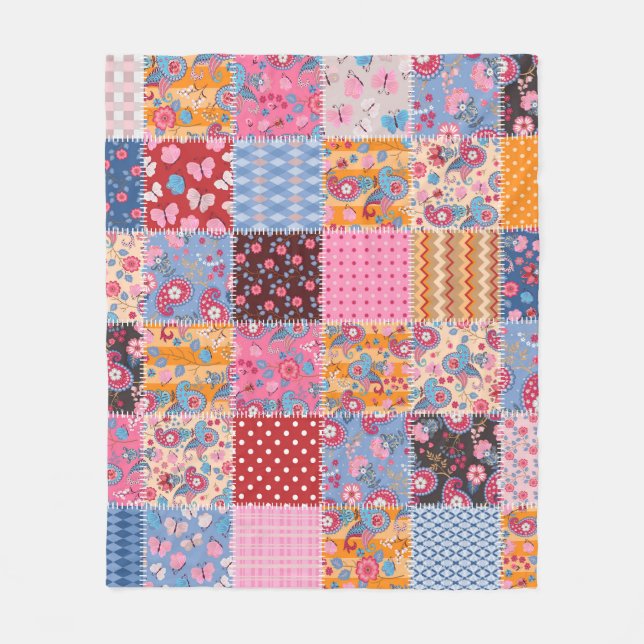 Patchwork seamless, gullet väv mönster. fleecefilt (Framsidan)