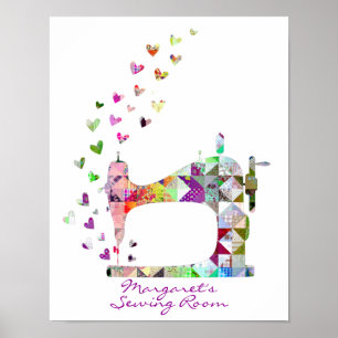 Patchwork Sewing Maskin Rainbow Poster