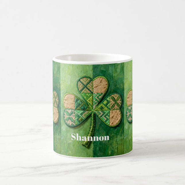 Patchwork Shamrocks St. Patrick's Day Kaffemugg (Center)