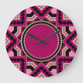 Patchwork Shock rosa Geometric Star Wall Clock Stor Klocka