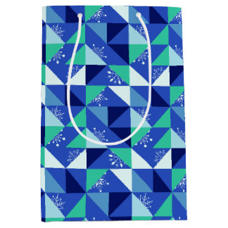 Patchwork Snöflingor - Blue Background - Gift Bag