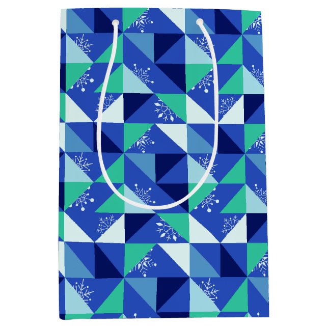 Patchwork Snöflingor - Blue Background - Gift Bag (Framsidan)