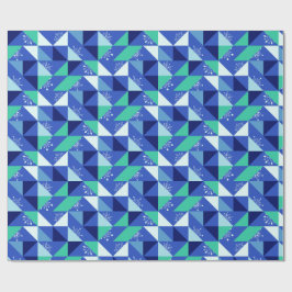 Patchwork Snöflingor - Blue Background Presentpapper