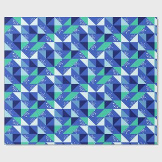 Patchwork Snöflingor - Blue Background Presentpapper