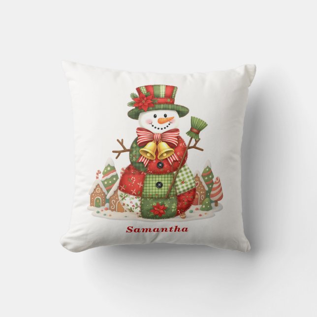 Patchwork Snögubbe jul Kudde (Framsida)
