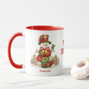 Patchwork Snögubbe jul Mugg