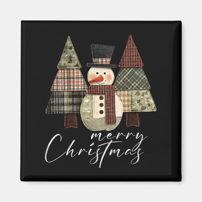 Patchwork Snömannen,patchwork Julgran Rolig G Magnet (Framsidan)