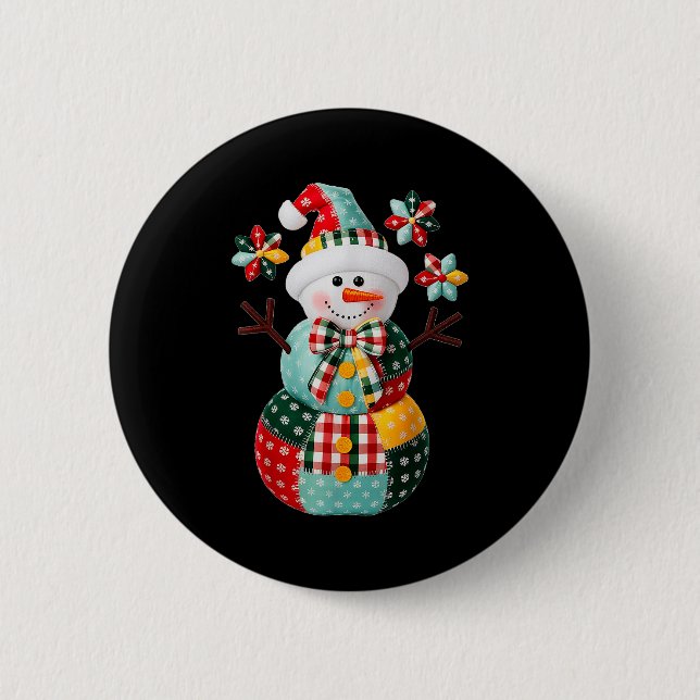 Patchwork Snowman Christmas Preppy Cute Xmas Men W Knapp (Framsida)