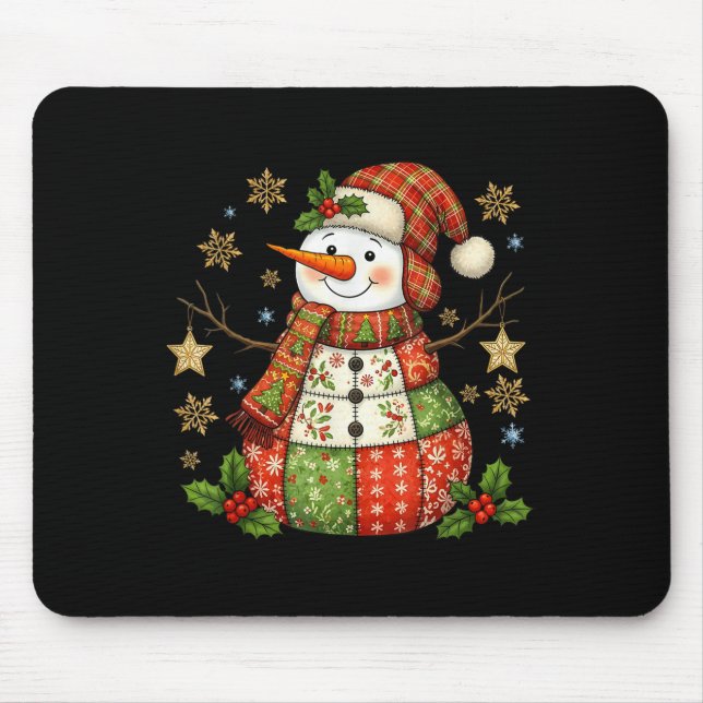 Patchwork Snowman Preppy Girly Christmas Xmas Holi Musmatta (Framsidan)