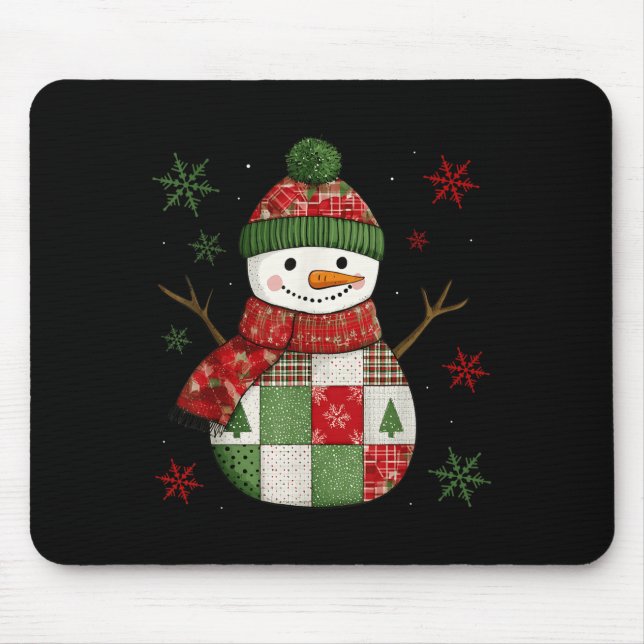 Patchwork Snowman Retro Funny Christmas Snowman Ho Musmatta (Framsidan)