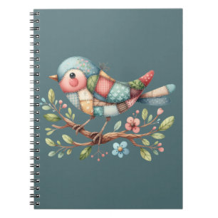 Patchwork Songbird on Blooming Gren Anteckningsbok
