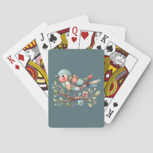 Patchwork Songbird on Blooming Gren Casinokort