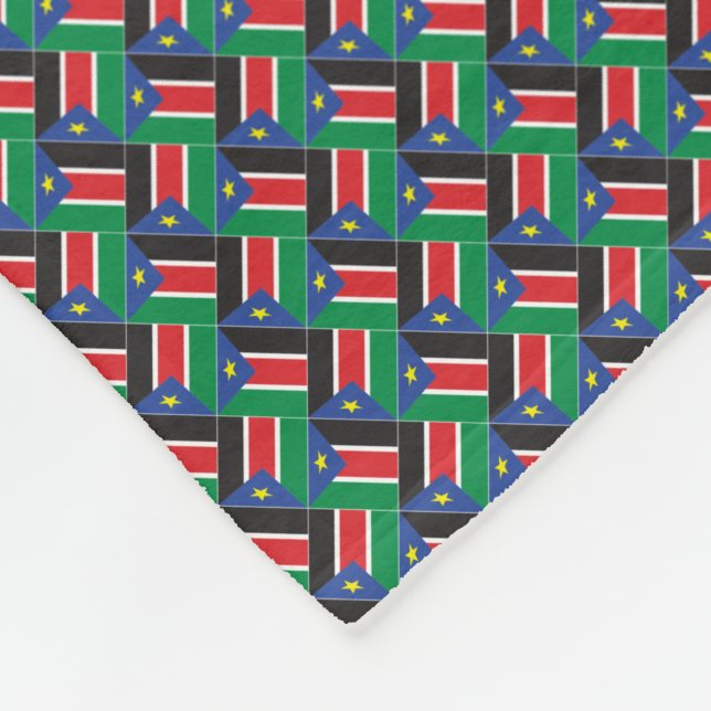 Patchwork South Sudan Flagga Mönster Fleecefilt (Hörn)