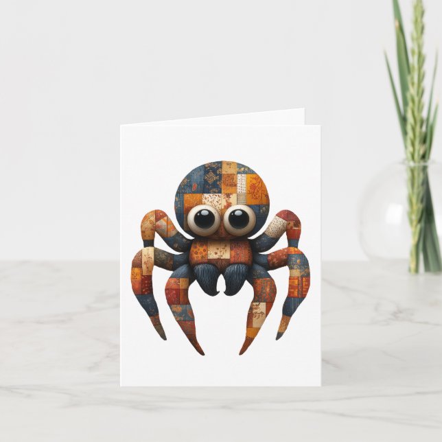 Patchwork Spider Hälsning Card Tack Kort (Framsida)