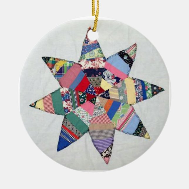 Patchwork star quilt helgdag ornament (Framsidan)