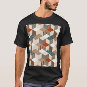 Patchwork Stars Vintage Brown Grönt T Shirt