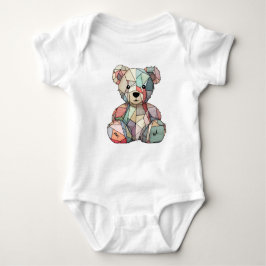 Patchwork Stil Baby Bear & Heart Motif T Shirt