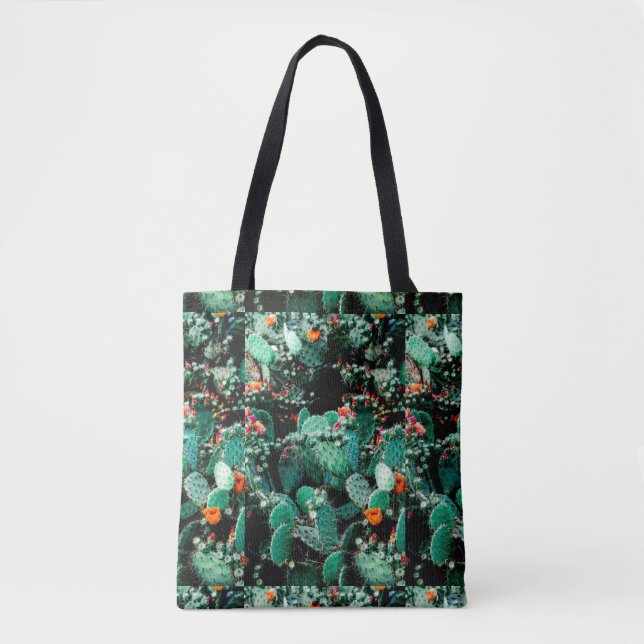 Patchwork Stil Cactus Tote Bag Tygkasse (Framsida)
