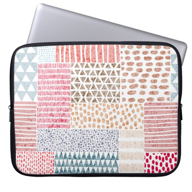Patchwork Stil Cute Doodle Mönster Laptop Fodral (Framsidan)