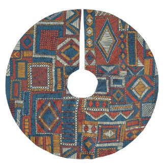 Patchwork Stil Embroeded Vintage Print Julgransmatta Borstad Polyester