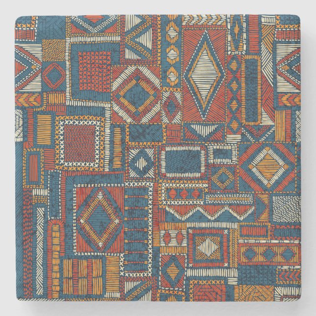 Patchwork Stil Embroeded Vintage Print Stenunderlägg (Framsidan)
