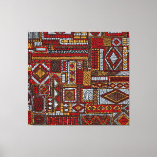 Patchwork Stil Embroied Ethnic Print Canvastryck