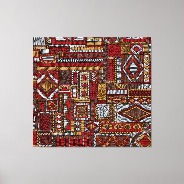 Patchwork Stil Embroied Ethnic Print Canvastryck (Framsida)