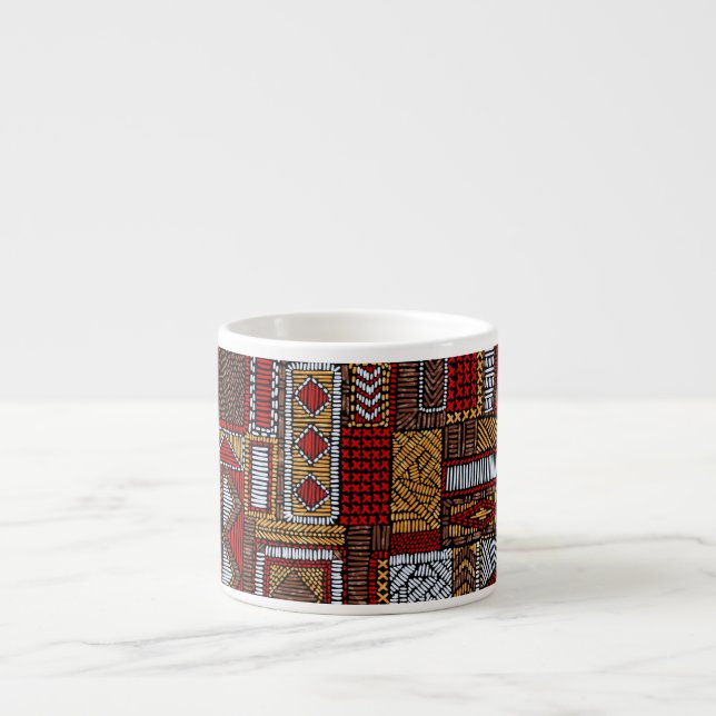 Patchwork Stil Embroied Ethnic Print Espressomugg (Framsidan)