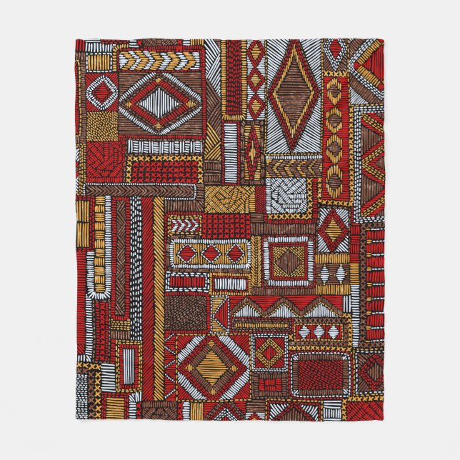 Patchwork Stil Embroied Ethnic Print Fleecefilt (Framsidan)