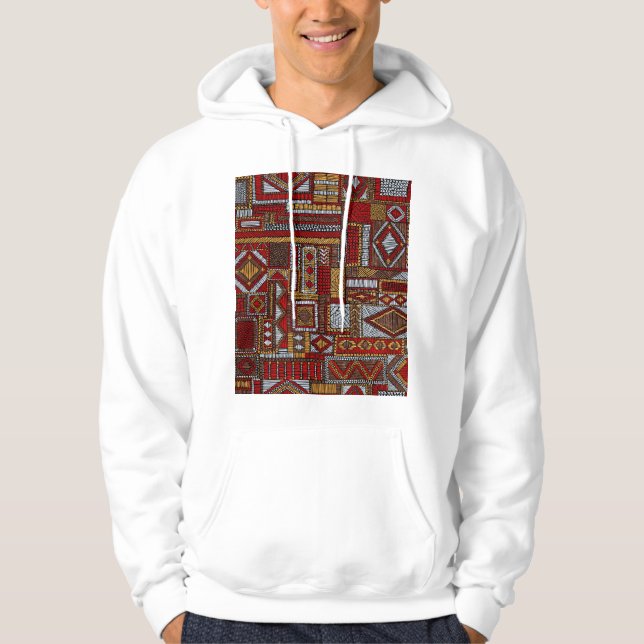 Patchwork Stil Embroied Ethnic Print Hoodie (Framsida)