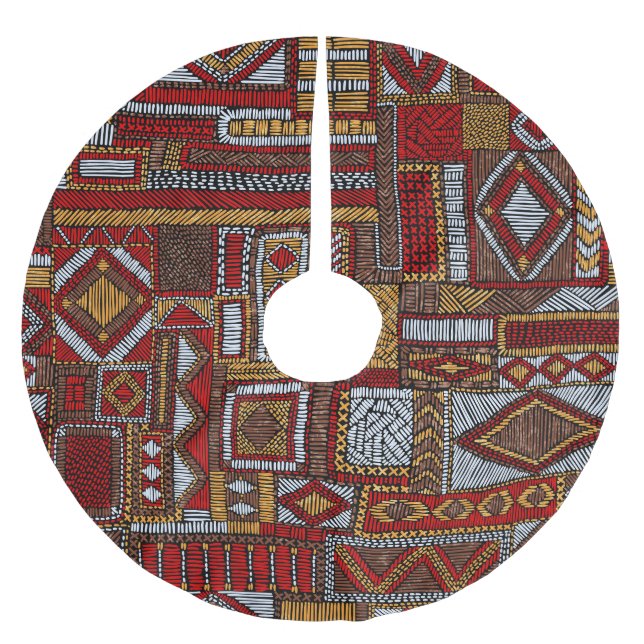 Patchwork Stil Embroied Ethnic Print Julgransmatta Borstad Polyester (Framsidan)