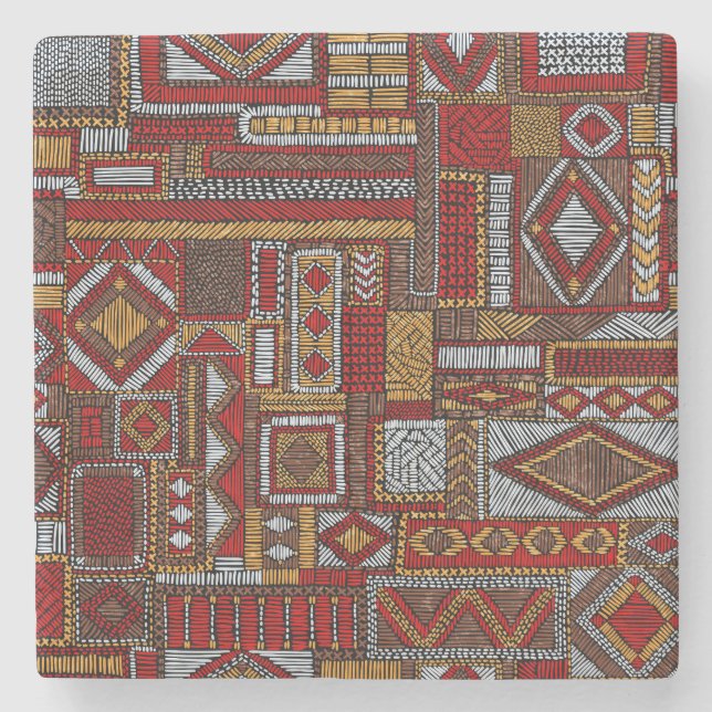 Patchwork Stil Embroied Ethnic Print Stenunderlägg (Framsidan)