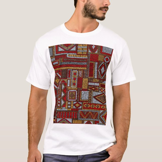 Patchwork Stil Embroied Ethnic Print T Shirt (Framsida)