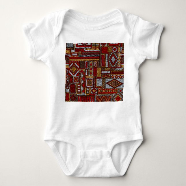 Patchwork Stil Embroied Ethnic Print T Shirt (Framsida)