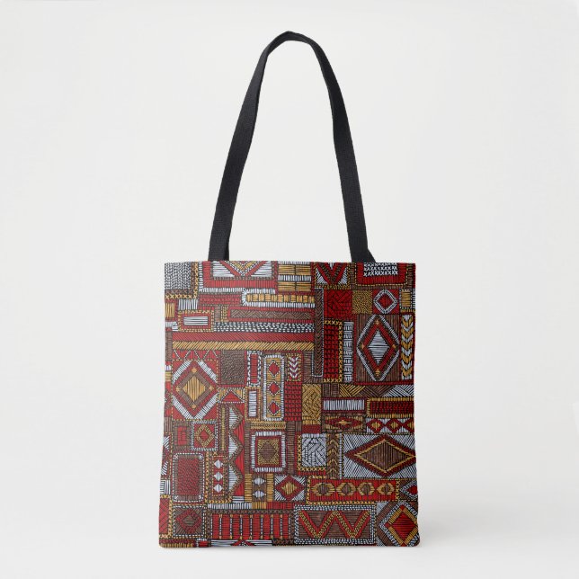 Patchwork Stil Embroied Ethnic Print Tygkasse (Framsida)