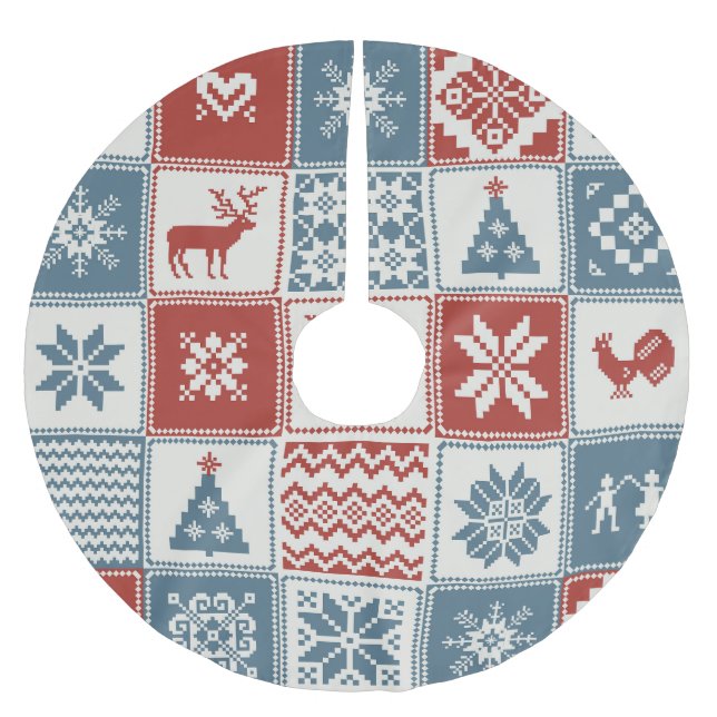 Patchwork Stil: jul Ornamental Mönster Julgransmatta Borstad Polyester (Framsidan)