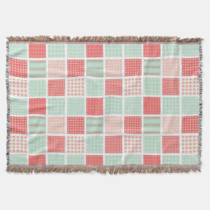 Patchwork Stil Red and Blue Squares Mönster Filt