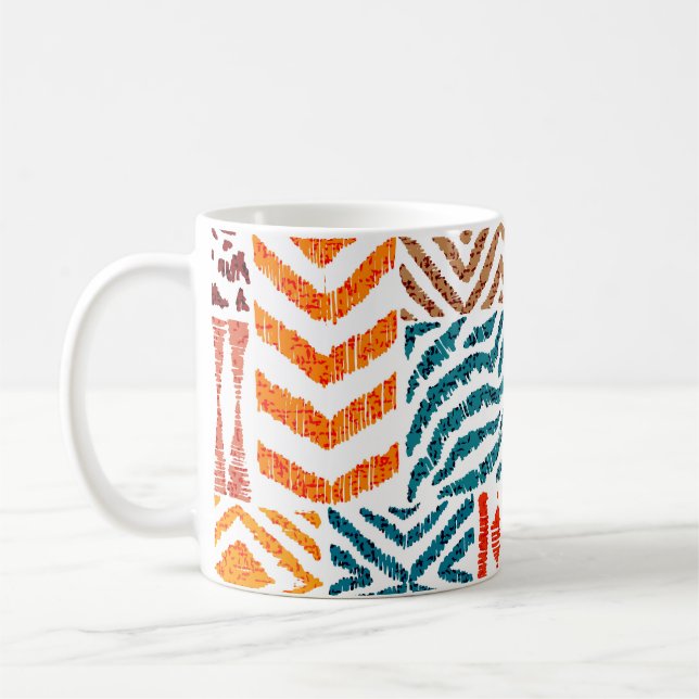 Patchwork Struktur: Hand-Drawn Animal Print Kaffemugg (Vänster)