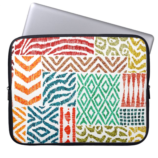 Patchwork Struktur: Hand-Drawn Animal Print Laptop Fodral (Framsidan)